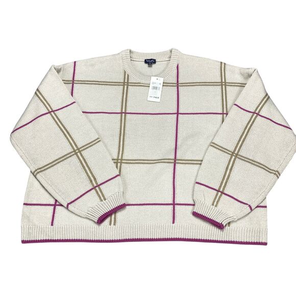 Splendid Womens Plaid Knit Crew Neck Sweater Top Size Large MSRP $148 - Picture 11 of 16